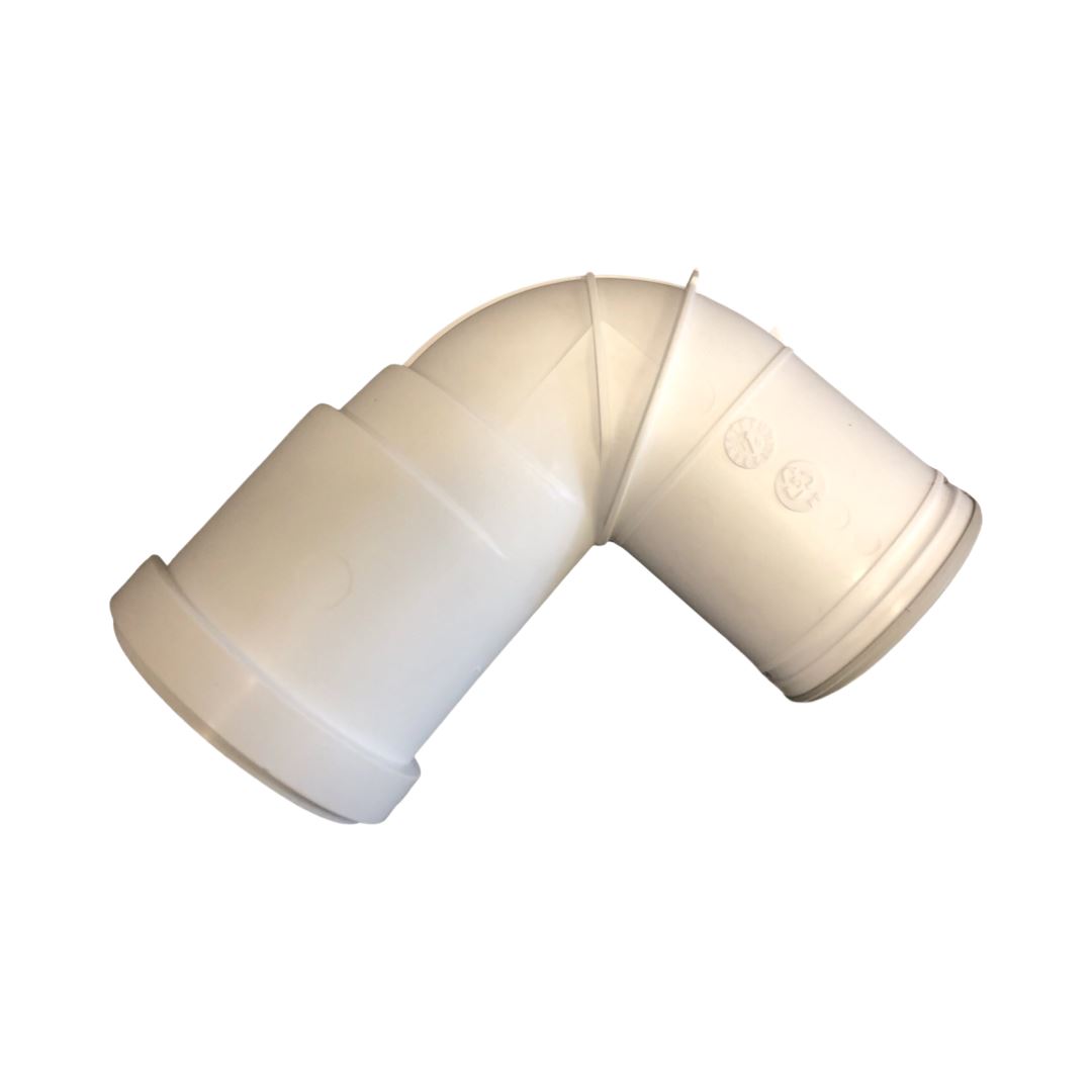 Flue gas elbow 87 degr, white (outlet)