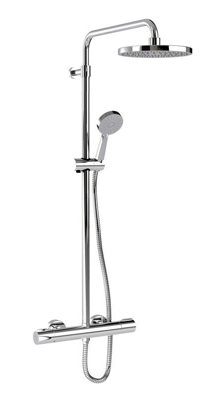 Puro Safe touch thermostatic bar shower with adjustable riser, overhead soaker and eco air handset