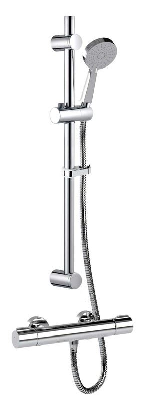Puro Safe touch thermostatic bar shower with adjustabkle flexible slide rail kit and eco air handset