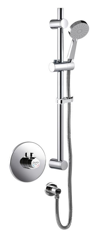 Puro Thermostatic Mini Concentric Dual Control Shower with adjustable Flexible Slide Rail Kit and Eco Air Handset