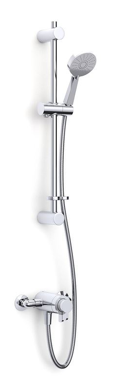 Puro Thermostatic dual control shower - exposed with adjustabkle flexible slide rail kit and eco air handset