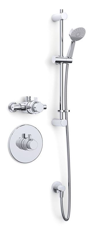 Puro Thermostatic sequential control shower - exposed with adjustabkle flexible slide rail kit and eco air handset