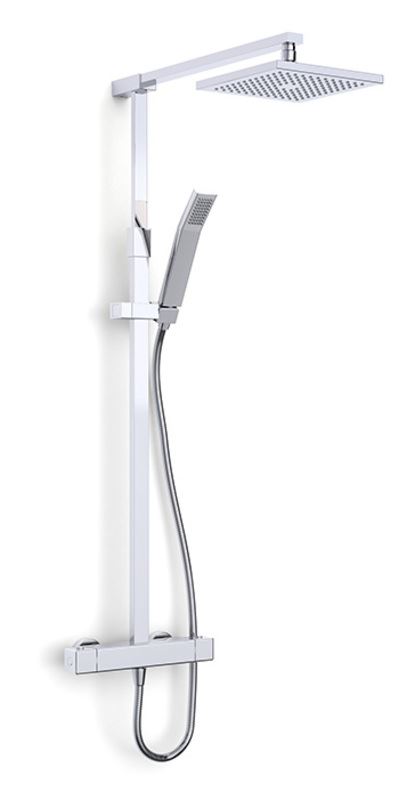 Nulo safe touch thermostatic bar shower with adjustabke overhead soaker and handset
