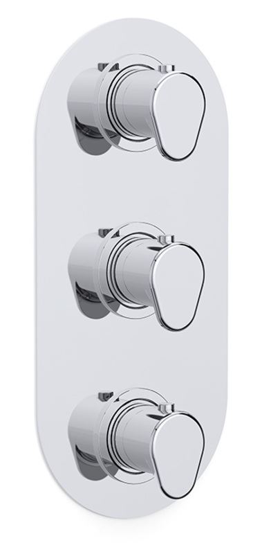 Enzo thermostatic concealed three handle dual outlet shower