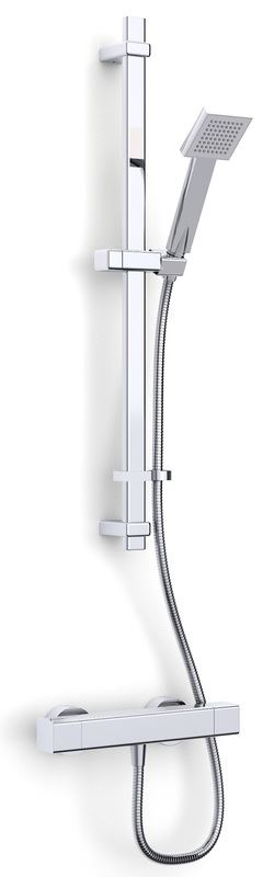 Mio safe touch thermostatic bar shower with adjustable flexible slide rail kit and handset