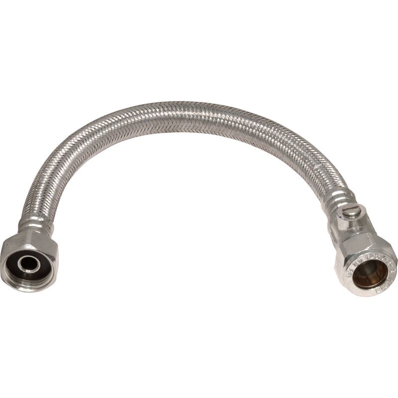 22MM X 3/4" BSP FLEXI TAP CONNECTOR C/W ISO. VALVE - 300MM (12MM BORE)