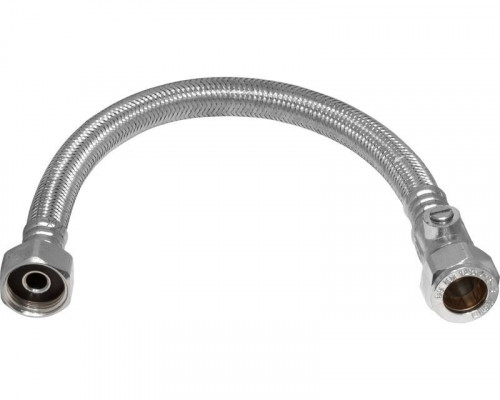 15MM X 1/2" BSP FLEXI TAP CONNECTOR C/W ISO. VALVE - 300MM (10MM BORE)