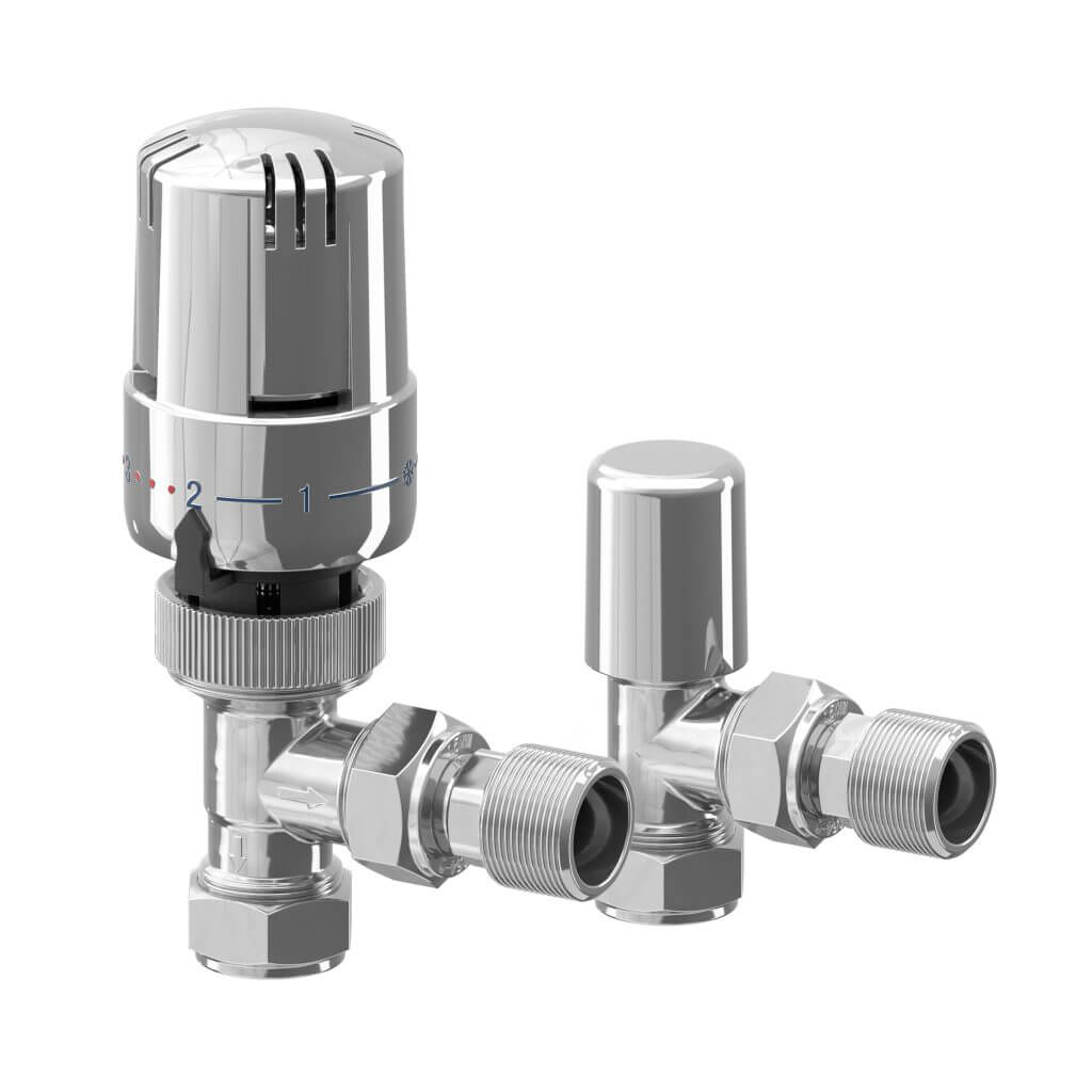 Angled 15mm Chrome TRV & Lockshield
