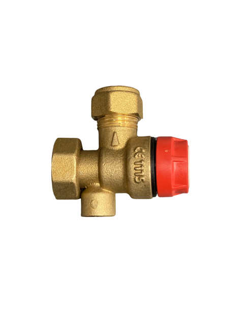 SAFETY VALVES 3/4 Swivel nut x 15mm with Gauge 3 Bar
